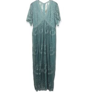 PinkBlush Sage Lace Mesh Overlay Maxi Dress Size XL Maternity Bridesmaid